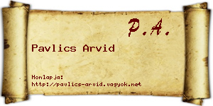 Pavlics Arvid névjegykártya
